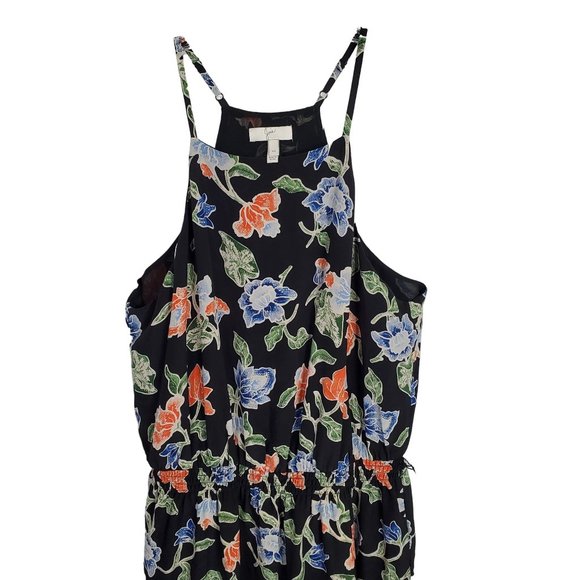 Joie Sz M Dress Deme Silk Chiffon Faux Wrap Hi Lo Flowing Midi Ruffle Hem Floral - Picture 4 of 11